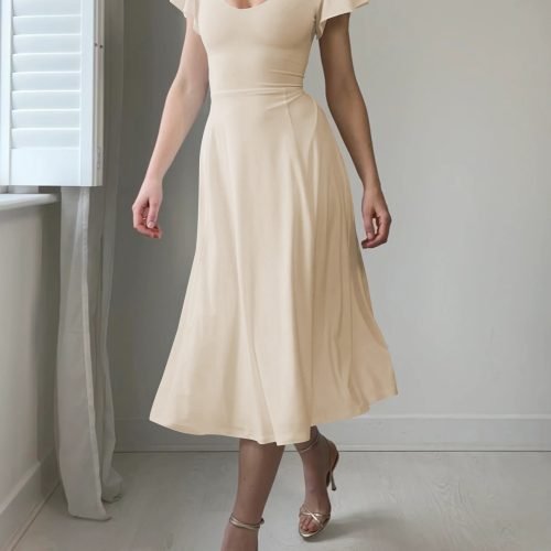 Spring and summer lotus short sleeve skirt